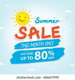 Summer Sale Heading Design For Banner Or Poster. Sale And Discounts. Vector Illustration