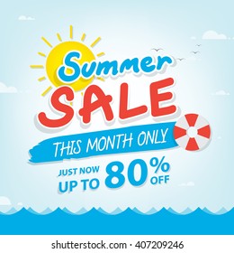 Summer Sale Heading Design For Banner Or Poster. Sale And Discounts. Vector Illustration