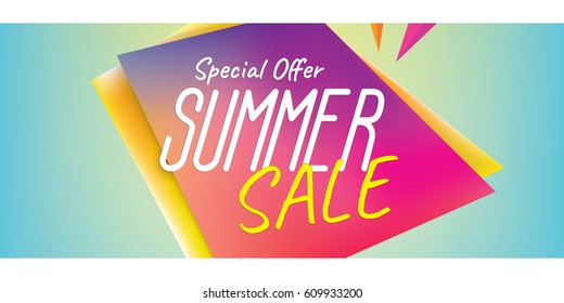 Summer Sale heading design colorful sharp shape for banner or poster. Sale and discounts. Vector illustration