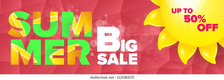 summer sale horizontal banner. vector summer big sale poster or flyer