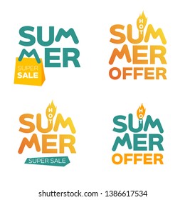 Summer Sale Hot Collection. Logo for print, web design and banners. Advertising of Summer Discounts, Design concept. Vector
