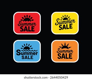 Summer Sale icon set. Summer Sale Sign Designs for Promotion. Discount Promotion, sticker, badge, emblem, tag badge and labels design.