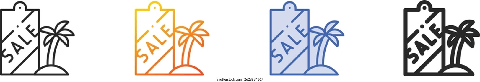 summer sale icon.Thin Linear, Gradient, Blue Stroke and bold Style Design Isolated On White Background