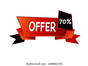 Summer sale isolated vector banner red black gradient color on white background. Special discount label modern icon offer ribbon illustration. Sticker price tag for flyer, invitation, poster, web site