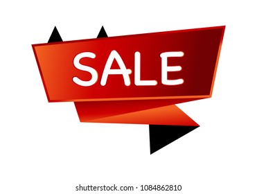 Summer sale isolated vector banner red black gradient color on white background. Special discount label modern icon offer ribbon illustration. Sticker price off tag