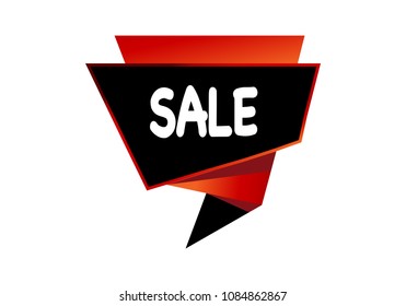 Summer sale isolated vector banner red black gradient color on white background. Special discount label modern icon offer ribbon illustration. Sticker price off tag