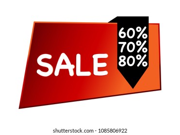Summer sale isolated vector banner red black gradient color on white background. Special discount label modern icon offer ribbon illustration. Sticker price off tag for flyer, invitation, poster, web 