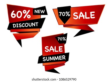 Summer sale isolated vector banner red black gradient color on white background