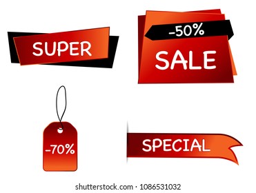 Summer sale isolated vector banner red black gradient color on white background