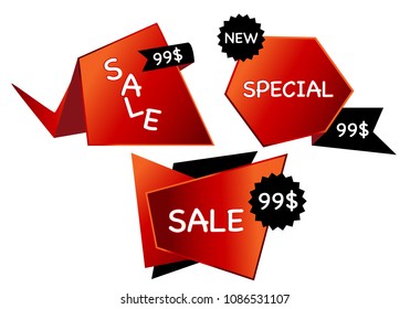 Summer sale isolated vector banner red black gradient color on white background