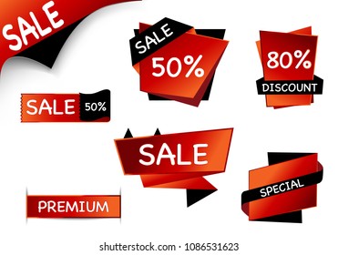 Summer sale isolated vector banner red black gradient color on white background