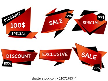 Summer sale isolated vector banner red black gradient color on white background