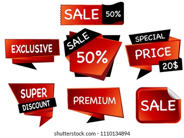 Summer sale isolated vector banner red black gradient color on white background