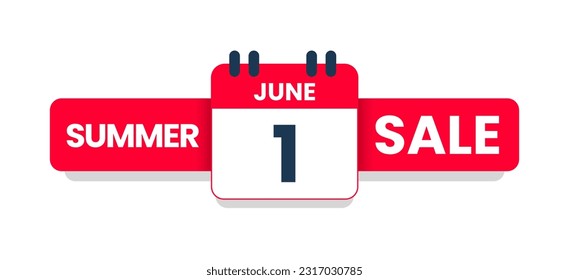 Summer sale June 1 banner template, Special offer 1st June. special discount offer. Sale promotion banner design with typography june one isolated on white background. Vector illustration