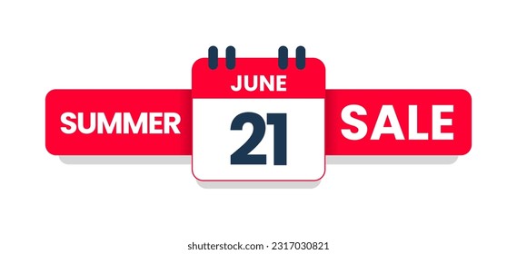Summer sale June 21 banner template, Special offer 21st June. special discount offer. Sale promotion banner design with typography june twenty one isolated on white background. Vector illustration