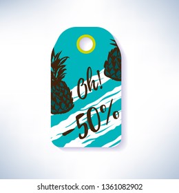 Summer sale label with hand drawn elements -50% off