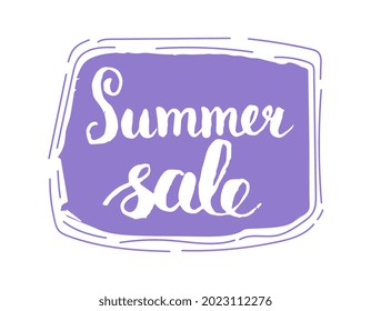 Summer sale label. Lettering sign summer promotion. Vector illustration for advertising, posters, t-shirts