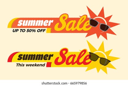 Summer Sale Label Price Tag Banner Badge Template Sticker Design. Vector Illustration.