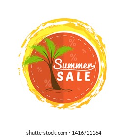 Summer sale label with text and a sun - Vector