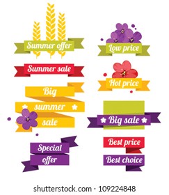 Summer sale labels with flowers