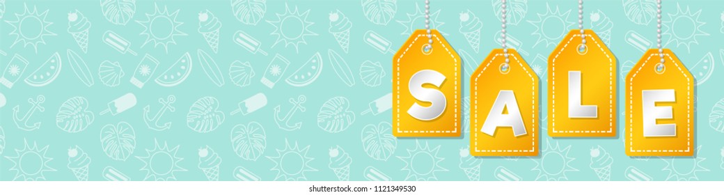 Summer Sale - layout of banner with copyspace. Vector.