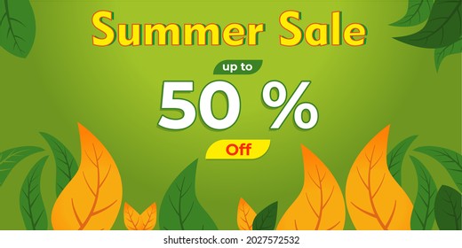 summer sale leaf banner illustration
