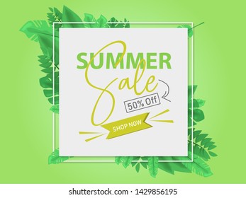 Summer sale with leaf vector