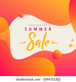 Summer Sale Lettering concept on fluid background. neon color gradients and shapes.