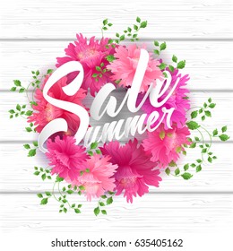 summer sale lettering with flowers