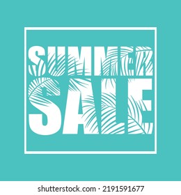 Summer sale lettering on blue background. Vector illustration EPS10.