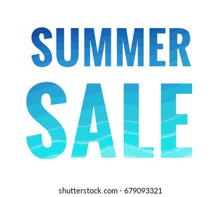 Summer sale lettering. Retro vector letters with sea waves