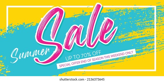 Summer sale lettering template banner. Shop or online shopping. Sticker, badge, coupon, store.