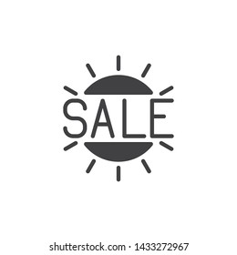 Summer sale lettering vector icon. filled flat sign for mobile concept and web design. Sun with sale text glyph icon. Symbol, logo illustration. Vector graphics