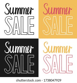 Summer sale letterings set in different color vector illustration. Inscription for banners, posters, labels.