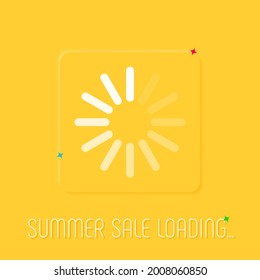Summer sale loading button. Trendy yellow banner in neu morphism style. Vector illustration for stores