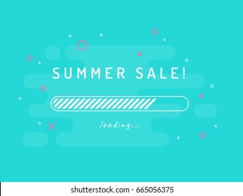 Summer sale loading - vector illustration. Mint background.