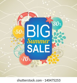 Summer sale. Main label with percent stickers