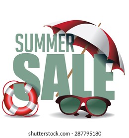 Summer sale marketing header. EPS 10 vector. Stock Vector Illustration for greeting card, ad, promotion, poster, flier, blog, article, social media, marketing