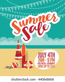 Summer sale marketing template with copy space. EPS10 vector.