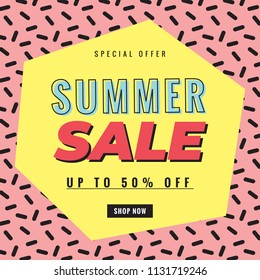 Summer sale memphis style banner