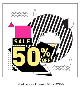 Summer sale memphis style web banner. Fashion and travel discount. Vector holiday Abstract colorful illustration with special offers and promotion.