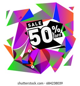 Summer sale memphis style web banner. Fashion and travel discount poster. Vector holiday Abstract colorful illustration with special offer and promotion.