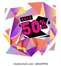Summer sale memphis style web banner. Fashion and travel discount poster. Vector holiday Abstract colorful illustration with special offer and promotion.