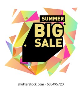 Summer sale memphis style web banner. Fashion and travel discount poster. Vector holiday Abstract colorful illustration with special offer and promotion.