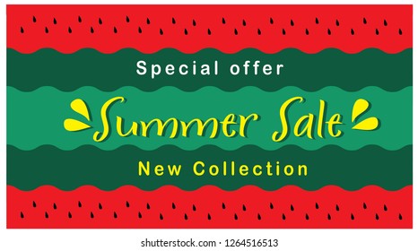 Summer sale new collection with watermelons background.summer sale template banner 