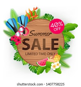 Summer sale offer banner decorative element with its symbol,modern and fashionable design,vector illustration