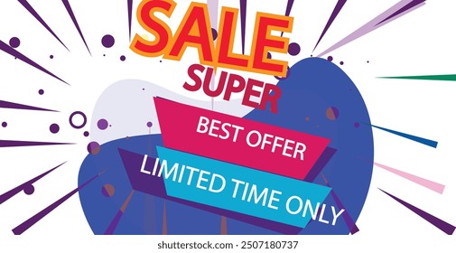 Summer sale offer banner decorative elements with its symbol, colorful modern and fashionable design,
