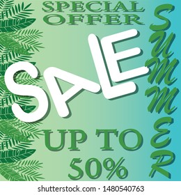 Summer sale offer banner,sea and beach theme with its symbol,modern and fashionable design,vector illustration