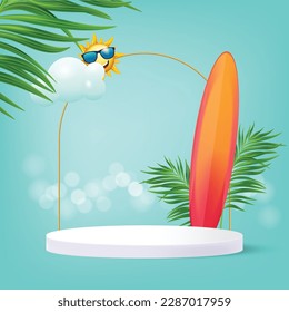 Summer sale offer product podium with summer elements 