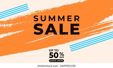 SUMMER SALE OFFERS AND PROMOTION 50 PERCENT OFF. TEMPLATE BANNER DESIGN.COLORFUL FLAT BACKGROUND VECTOR. GOOD FOR SOCIAL MEDIA POST, COVER , POSTER 